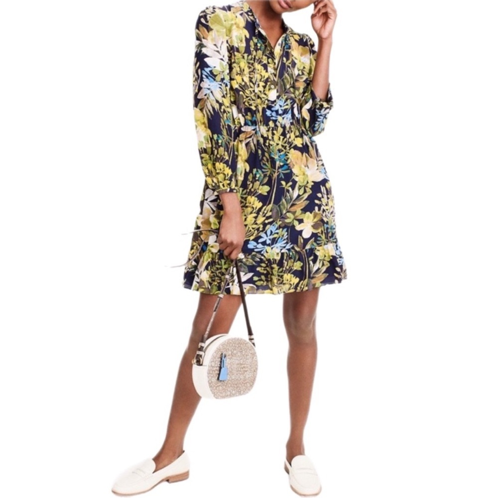 J. Crew Watercolor Floral Silk Dress